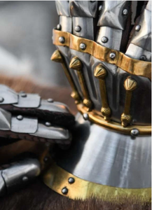 Gants de chevalier médiéval en acier, armure de main, finition polie argentée/dorée, pour cosplay nautique, décoration de costume, décoration intérieure - Product Image 5