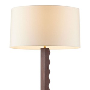 French Retro <b>Style</b> Serrated Solid Wood Floor Lamp With Fabric Shade For Living Room And Study - Product Image 2