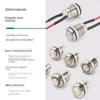 Interruptor de Botón Pulsador de Acero Inoxidable con Cabeza Plana IP65, Alta Potencia 3A/220V, 12/16/19/22/25MM, Autobloqueante/Autorrearmable, LED 1NO1NC