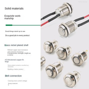 Flat Head Stainless Steel IP65 Push Button <b>Switch</b> with High Power 3A/220V 12/16/19/22/25MM Self-locking/Self-resetting LED - Product Image 2