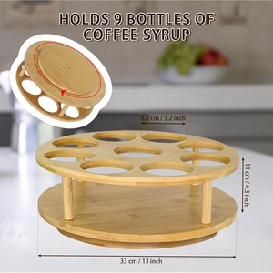 Bamboo <b>Rotating</b> Kitchen Storage <b>Rack</b> With Bottle Holder For Oil Vinegar <b>Spices</b> And Utensils 32x32x7.5cm Natural Color - Product Image 3