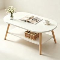Table à thé ovale minimaliste à 2 niveaux en marbre pour petite cour, table de balcon à plateau elliptique, meuble plat et portable