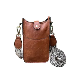 New Arrival Retro PU Custom Small Crossbody Bags Mobile Phone Bag Checkered Shoulder Strap Bag For Women