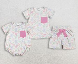 ชุดเสื้อผ้าเด็กผู้หญิง ชุดรอมเปอร์ระบายขอบ แต่งโบว์หลากสี มีกระเป๋า - Product Image 4