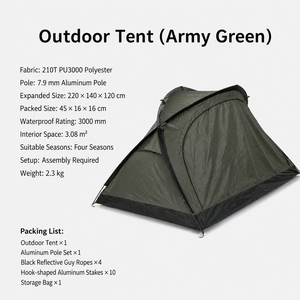 Lightweight Four-<b>Season</b> <b>2</b> Person Single Layer Quick Opening Oxford Fabric Camping Tent Portable Outdoor Hiking Mountaineering - Product Image 5