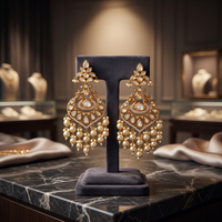 Boucles d'oreilles Kundan authentiques en or et finition victorienne, motif floral, bijoux culturels de collection pour mariage 147395 40g