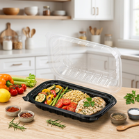 Boîte à emporter jetable de 9*6 pouces en PP de qualité alimentaire, sans PFAS, sans BPA, micro-ondable, pour la préparation des repas au restaurant
