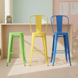 Tabouret de bar <span class=keywords><strong>Mogu</strong></span> Se Slagati de qualité commerciale en métal pour intérieur et extérieur, coloré, industriel, pour restaurant, salle à manger, revêtement en poudre - Product Image 6