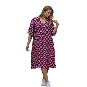 Wholesale Ladies Sweet Elegant Floral Abstract Pattern Knee-Length High Waist Comfortable Daily Outfit Relaxed A-Line Silhouette - Product Image 1