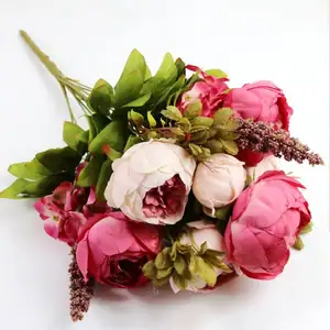 Fabriek Prijs Decoratieve Diy Kunstmatige Plant Pioen Bloemknop Heads Simulatie Zijden Doek Plastic 13 Pioen Bloemen Hoofd