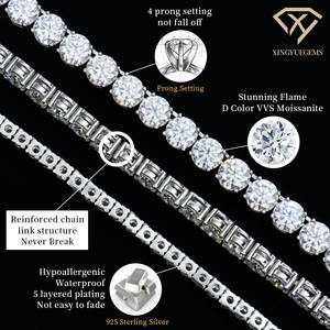 Pulsera de Cadena de Tenis de Plata Esterlina S925 para Hombre y Mujer al por Mayor con Moissanita de Laboratorio VVS Estilo Hip Hop para Regalos - Product Image 2