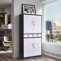Armoire de classement en acier à deux tiroirs, verrouillable, pour bureau, avec 2 tiroirs et 4 portes