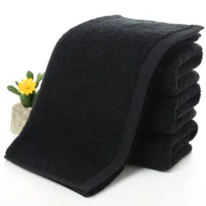 100% Cotton 40*80cm Black Hand Towels With Embroidery Logo Nail Salon Towel