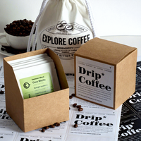 Boîte d'emballage alimentaire pour café filtre, personnalisable, en papier kraft, avec découpe, matériaux recyclés, impression UV, carrée