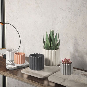 Petit pot carré en céramique émaillée verte de style nordique moderne, durable, écologique, pour plantes succulentes artificielles, bonsaï, jardin extérieur - Product Image 3