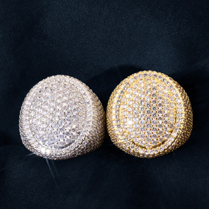 Hiphop Mannen Luxe <span class=keywords><strong>Ring</strong></span> Mode Koper Ingelegd Zirkoon Volledige Diamanten Persoonlijkheid Grote Diamanten Duivenring - Product Image 4