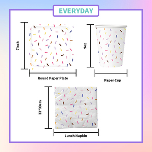 Donut Sprinkles Suministros para fiestas <span class=keywords><strong>Platos</strong></span> <span class=keywords><strong>y</strong></span> <span class=keywords><strong>vasos</strong></span> <span class=keywords><strong>de</strong></span> papel Servilletas Juego <span class=keywords><strong>de</strong></span> <span class=keywords><strong>vajilla</strong></span> desechable para fiestas - Product Image 6