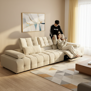 Canapé moderne trois places en <span class=keywords><strong>tissu</strong></span>, multifonctionnel, sans dépendance murale, à dossier haut réglable, écologique, avec télécommande coulissante - Product Image 5