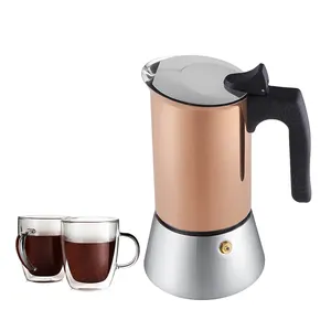 New Color Copper Moka Pot Induction Stainless Steel Stove Top Espresso Coffee Maker Suitable For All Types Of Hobs