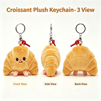 Porte-clés en peluche Croissant, mignon et doux, en forme de nourriture, avec logo personnalisé