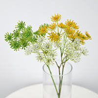 2 têtes de fleurs artificielles en soie, tige courte de 50 cm, Orlaya Grandiflora réaliste, pour la fête des mères, Noël, salon
