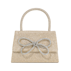 Women Shinny Bow Evening <b>Bag</b> Sparkly Rhinestone Handle <b>Bag</b> Detachable Metal Chain Clutch Purse for Wedding Cocktail - Product Image 1