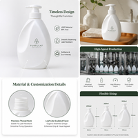 Bouteille vide en plastique HDPE de 500 ml pour lessive, avec pompe distributrice, pour savon liquide et shampoing, forme personnalisable, vente en gros