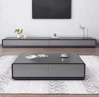Meuble TV moderne et simple, meuble en bois, plateau en pierre de luxe, ensemble de table basse ronde