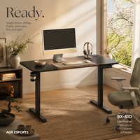 Bureau assis-debout électrique AOR avec surface en bois, hauteur réglable, MDF, cadre métallique, construction stable, vente en gros d'usine