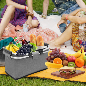 Portable Collapsible Picnic Cooler Bag Insulated Picnic <b>Basket</b> with Lid Folding Insulated Outdoor Picnic <b>Basket</b> - Product Image 5