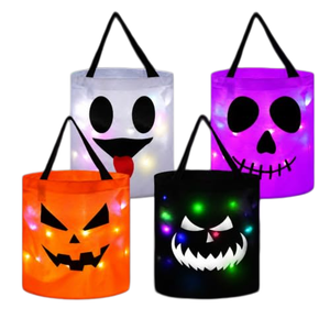 Sac fourre-tout réutilisable lumineux LED en forme de citrouille pour Halloween, idéal pour les bonbons et les friandises des enfants, parfait pour les fêtes - Product Image 1