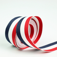 Ruban rayé gros-grain recyclé rouge, blanc et bleu, double face, tissé, 1 pouce, personnalisé, pour emballage cadeau – Nouvelles tendances en gros