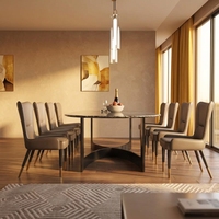 Ensemble de table à manger moderne de luxe pour 16 personnes avec plateau en marbre et forme ovale en carreaux de céramique, garantie de 5 ans