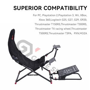 Asiento de Juego Plegable de Acero Negro Personalizado GY018W, Simulador de Conducción de Carreras, Cabina para Logitech G25, G27, G29, G920, <span class=keywords><strong>PC</strong></span>, Wii, PXN - Product Image 6