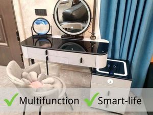 Smart Furniture Modern Multi Functional Princess Dress <b>Table</b> Side Cabinet Vanity With <b>Mirror</b> Chair Smart <b>Table</b> - Product Image 4