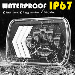 Faro LED de 7 pulgadas 100W 3 flechas blanco ámbar impermeable DRL doble color 5x7 7x6 luz para motor universal para camión 12V 8000 - Product Image 5