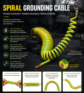 <span class=keywords><strong>Câble</strong></span> de <span class=keywords><strong>terre</strong></span> spiralé enroulé en PU/PVC jaune-vert haute flexibilité de 0,5 à 16 mm² pour équipement industriel - Product Image 2