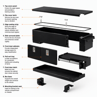 Boîte de rangement étanche en alliage d'aluminium noir pour plateau de camionnette, idéale pour le camping en tout-terrain