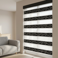 Persianas Enrollables Modernas de Poliéster con Diseño de Cebra en Blanco y Negro, Contraste, Doble Capa, Día y Noche, para Ventanas Francesas, Personalizadas