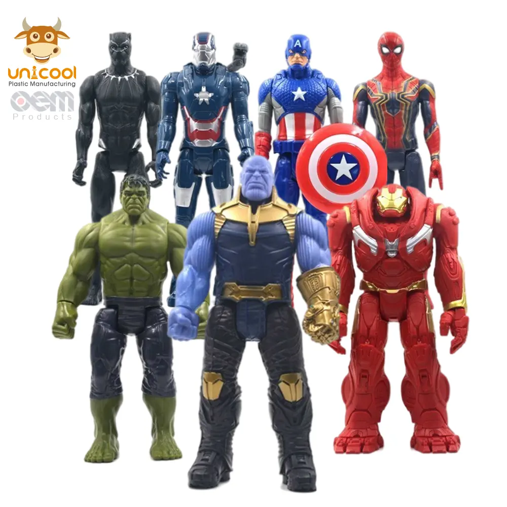 Mainan Koleksi Buatan Kustom Set Figur Aksi Pahlawan Super Bergerak Berartikulasi PVC dengan Karakter Pahlawan Super