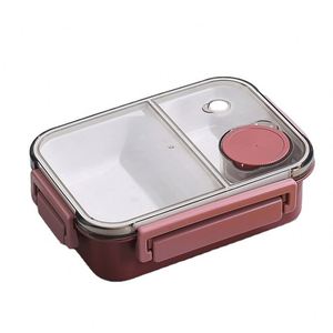 Office Workers and Students Microwaveable <b>With</b> Utensils Minimalist Double-Layer <b>Compartment</b> <b>Lunch</b> <b>Box</b> - Product Image 1