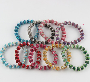 Bracciale Shambhala Intrecciato con Sfere in Argilla Morbida <span class=keywords><strong>da</strong></span> 10mm, Colori Sfumati Misti e Strass, Vendita all'Ingrosso - Product Image 2