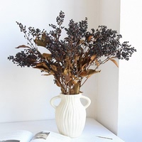 Seri dekorasi rumah kehidupan abadi hitam buah Elderberry dan bunga ionicera untuk Natal dan Hari Ibu