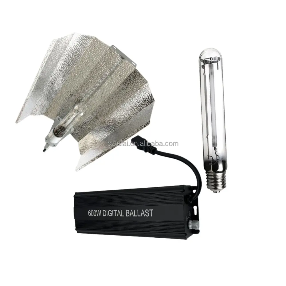 Refletor de luz do crescimento de três peças hps600w, refletor eletrônico de balastro para hidroponia