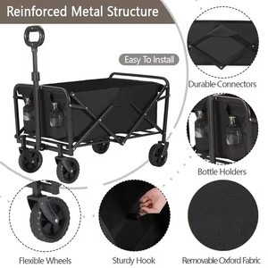 Wagon pliant Portable plate-forme OEM en plastique Durable pour les pique-niques en plein air supermarché Shopping <span class=keywords><strong>voiture</strong></span> Camping main pousser tirer remorque - Product Image 6