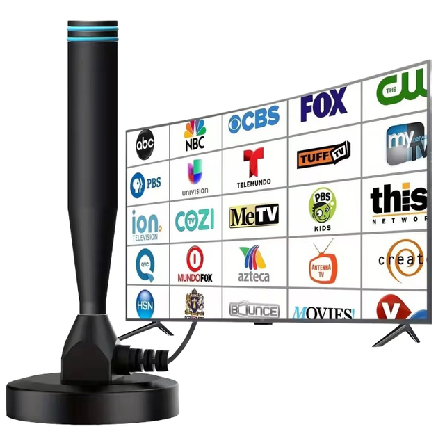 ATWE High Gain 25dBi Plastic HD TV Antenna Magnetic Base Ground Mount Indoor Use 3m Digital Aerial HDTV DVBT/DVB-T UHF 75