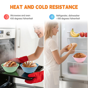 4Pcs <b>Silicone</b> Banneton Bread Proofing Baskets Round Foldable Non-Stick Dough Bowl - Product Image 6