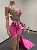 Nouvelle Robe Sexy Femme Ocstrade en Maille Transparente Évidée à Manches Longues avec Gants et Strass, Robe Moulante pour Soirée Club et Anniversaire
