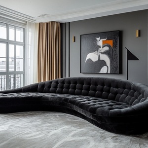 Juego de sofá modular de tela negra de terciopelo de lujo moderno de venta directa de fábrica para sala de estar Hotel apartamento y escuela - Product Image 3