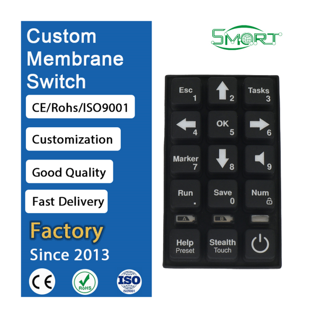 Smart Electronics Custom Silicone Rubber Keypad LED Backlight  Standard Mounting Membrane Switch Industrial Home Appliance